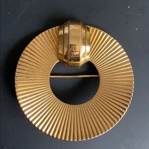 Coro Round Circle Gold Tone Brooch